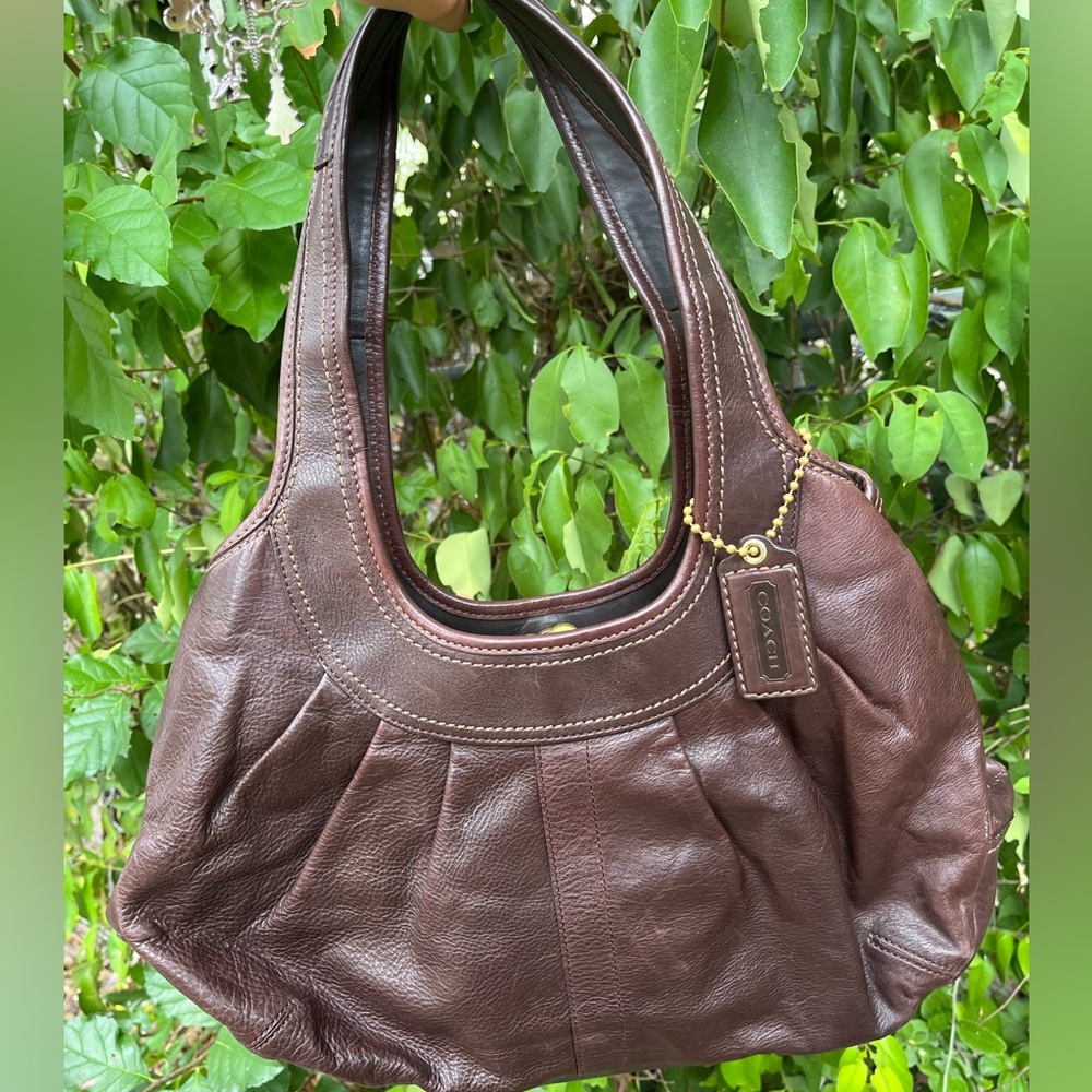 Coach Madison Leather Maggie Hobo Brown Shoulder Bag